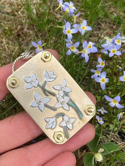 Mikro-Blumenpresse | Handgefertigt aus Silber &amp; Messing | Inkl. 10 Blätter Herbarium-Papier