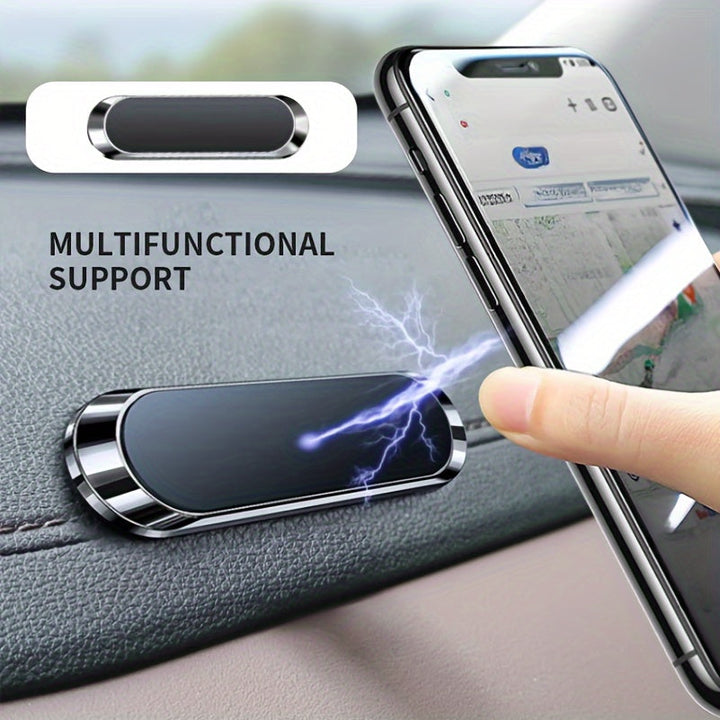 Magnetische Handyhalterung fürs Auto aus Aluminium | Smartphone-Halter in Schwarz mit starkem Magnet und werkzeugloser Montage