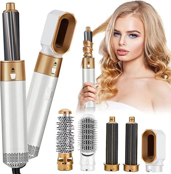 Warmluftbürste | 5-in-1 Haarstyler mit Keramikbeschichtung, 3 Temperaturstufen und 1000 W
