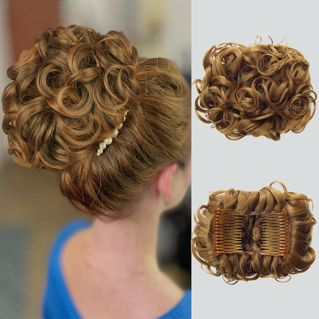 Lockiges Dutt-Haarteil 2er-Set | Voluminöser Messy Bun mit elastischem Haargummi für schnelle Hochsteckfrisuren