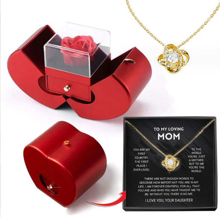 Scatola porta gioie Rose Apple™ | Con collana con rosa eterna