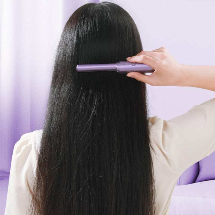 Rechargeable mini hair straightener comb | 3 temperature levels &amp; ceramic coating | 70 min battery (4000 mAh) | Travel size
