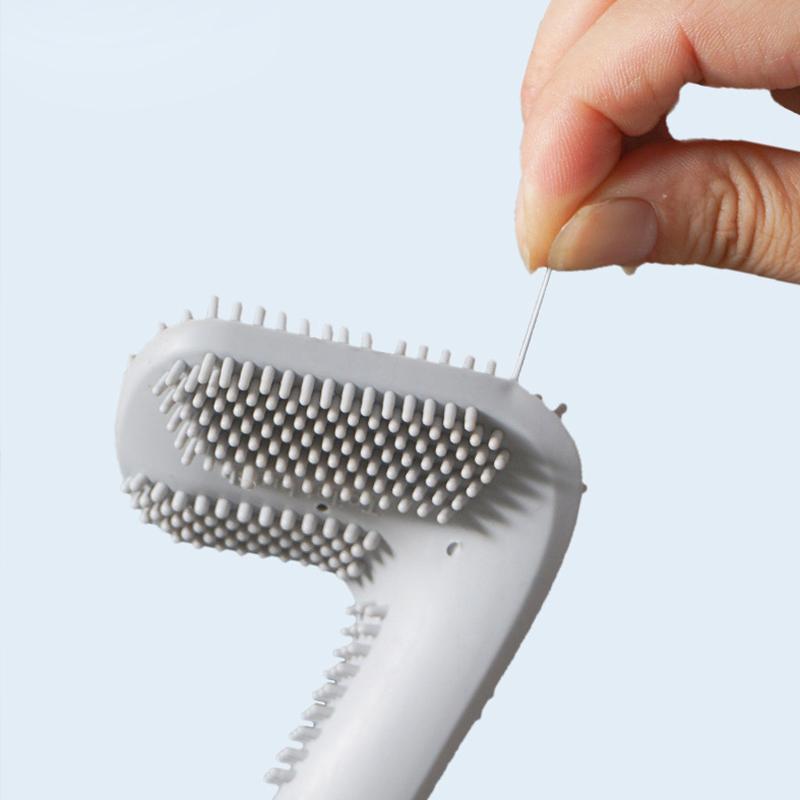 Silikon-Toilettenbürste mit flexiblem Dreieckkopf | WC-Bürste mit selbstklebender Wandhalterung für hygienische Reinigung