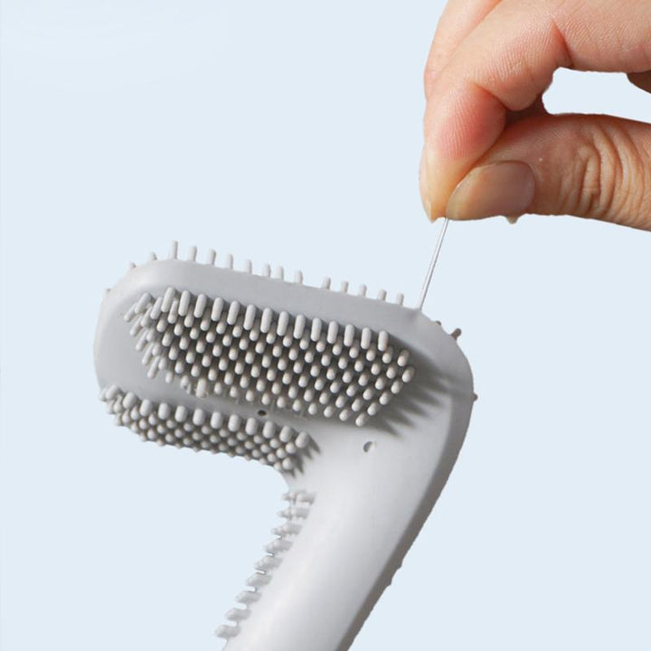 Silikon-Toilettenbürste mit flexiblem Dreieckkopf | WC-Bürste mit selbstklebender Wandhalterung für hygienische Reinigung