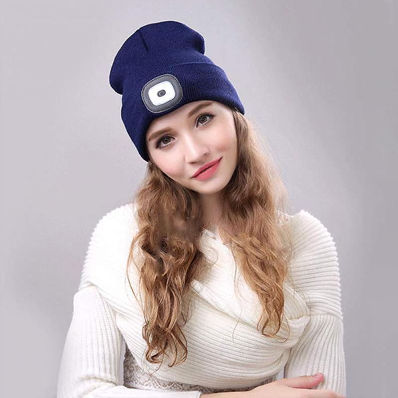 LED kötött téli sapka beanie