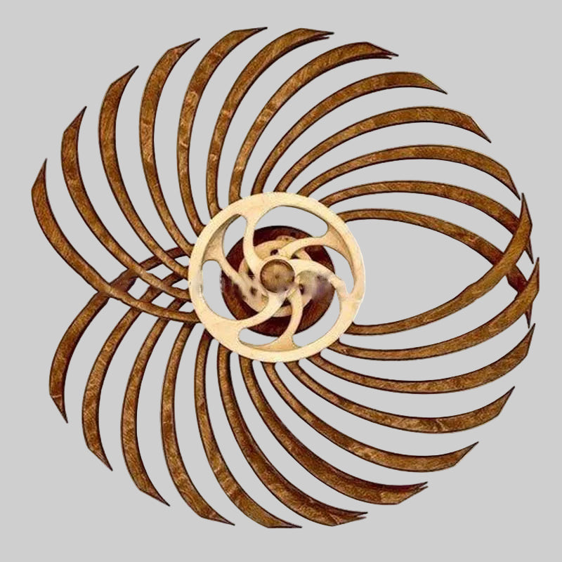 Kinetische Holzskulptur mit Federmechanik | Handgefertigte bewegte Deko | Poliertes Holz, Wand- oder Tischkunst mit faszinierenden Mustern