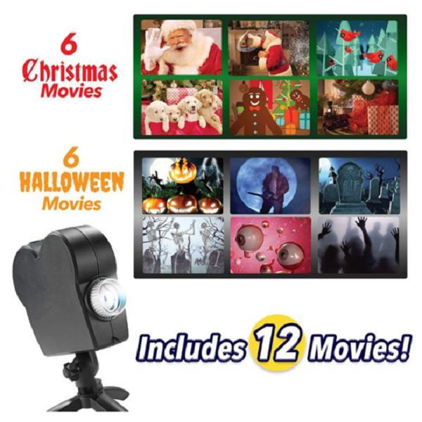 Halloween Projektor mit Leinwand &amp; Stativ | 3D Holografische LED-Projektion | Wetterfest | Für Halloween &amp; Weihnachten