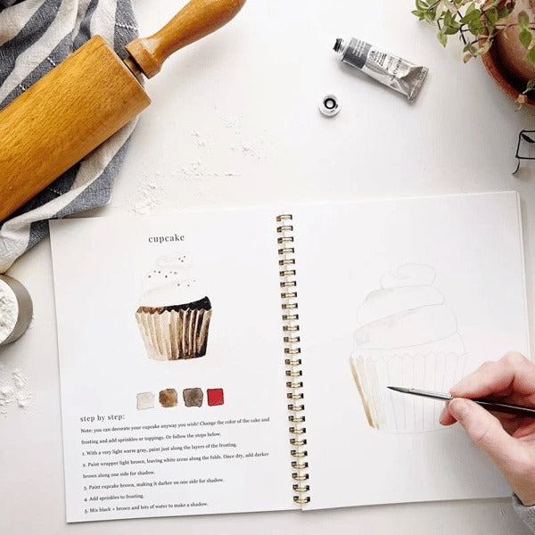 Aquarell-Arbeitsbuch für Anfänger | Malbuch mit 12 Motiven, Schritt-für-Schritt-Anleitungen und hochwertigem Aquarellpapier