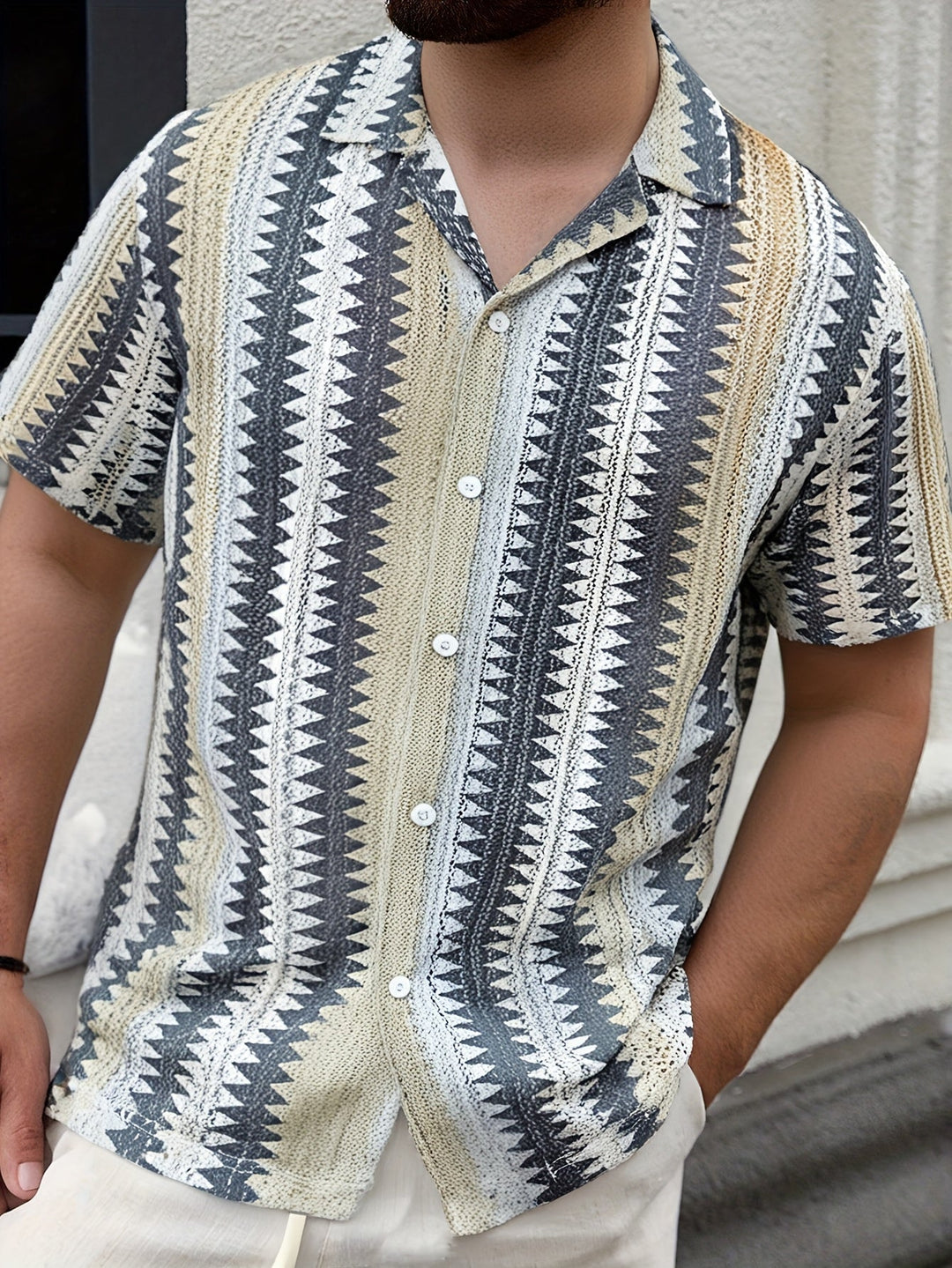Herren Sommerhemd | Luftiges Kurzarmshirt aus gewebtem Stoff für Freizeit, Strand und Urlaub