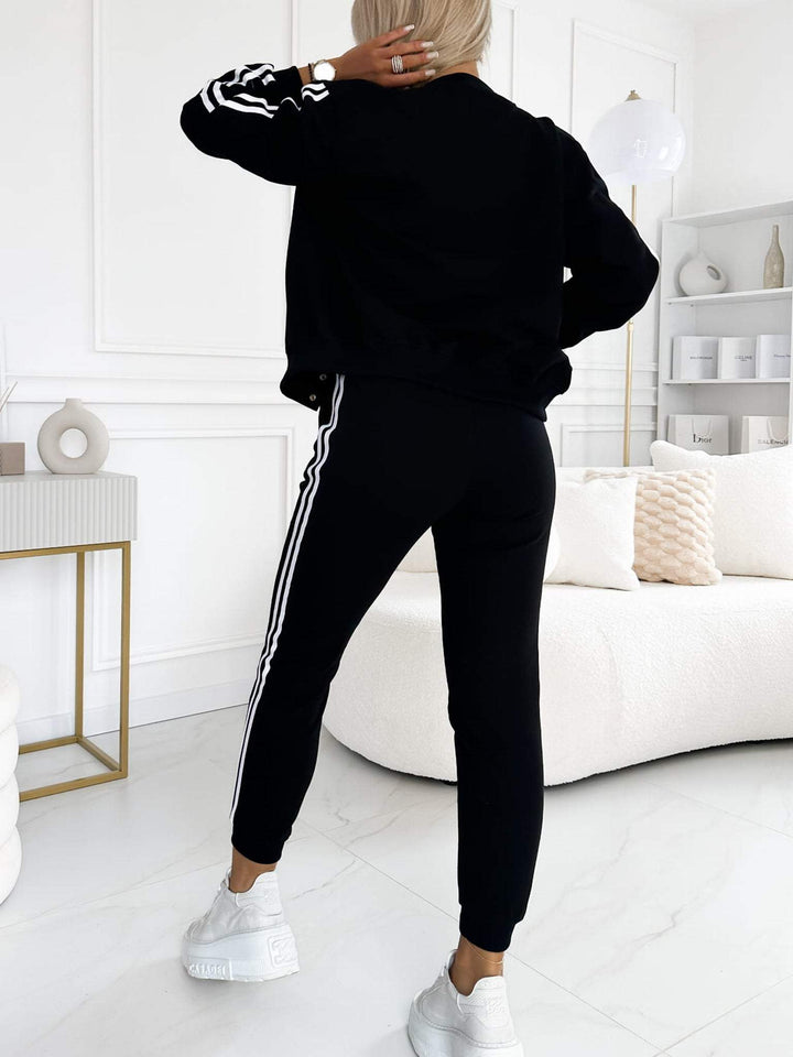 Women’s 3-piece set with baseball jacket, racerback top &amp; jogging pants | Warming &amp; breathable | Side stripe look | S–5XL