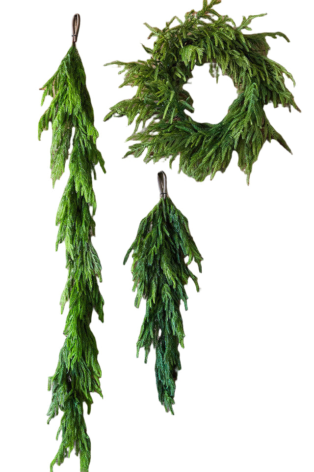 Premium Pine Garland Evergreen &amp; Dense | Realistic Needles, Shapeable &amp; Cuttable | For Door, Staircase &amp; Fireplace, 4–9 ft