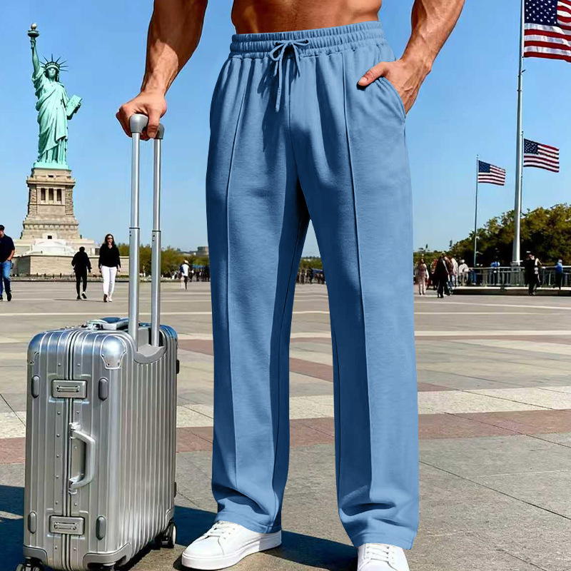 Herren Stretch-Hose mit geradem Bein | Atmungsaktive Freizeithose mit Kordelzug &amp; Taschen | Bequeme Relax-Fit Hose