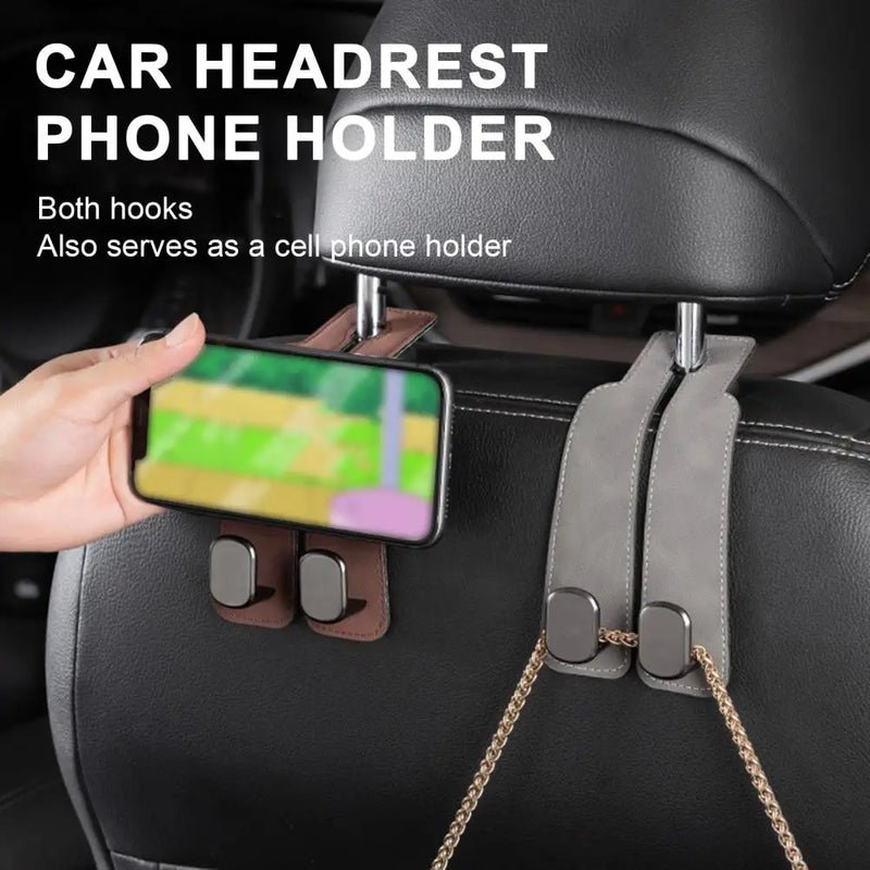 Kopfstützen-Haken fürs Auto | Doppelhaken aus Metall als Auto-Organizer für Taschen und Einkäufe