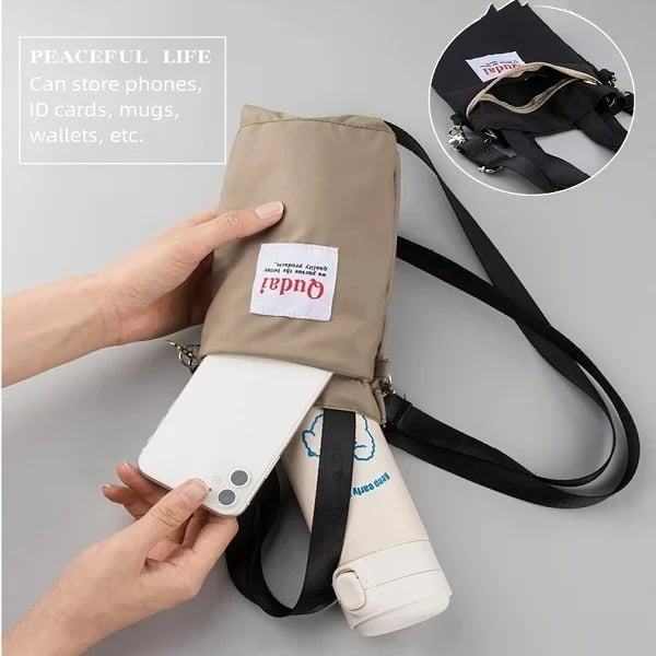 Umhängetasche | Multifunktionale Schultertasche mit Getränkehalter für Alltag und Freizeit
