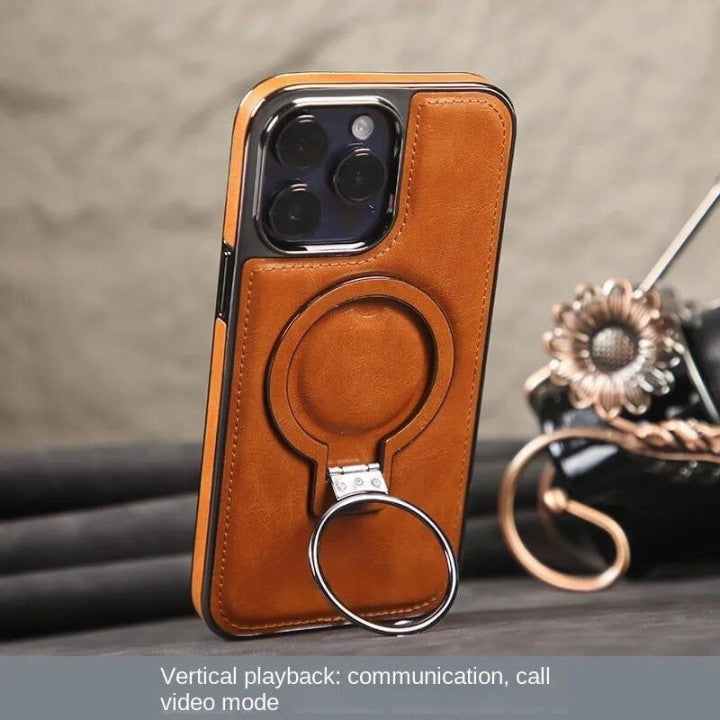 iPhone tok | Klasszikus bőr telefontok mágneses funkcióval | Állvány funkció és kamera védelem