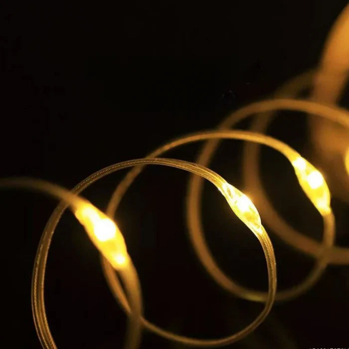 LED String Lights 10 m with 100 LEDs | USB Rechargeable &amp; IP65 Waterproof | 8 Light Modes for Camping &amp; Garden