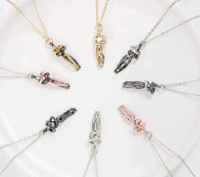 Hug heart pendant necklace | Stainless steel chain with brass pendant | Symbol of love &amp; connection | Gift idea