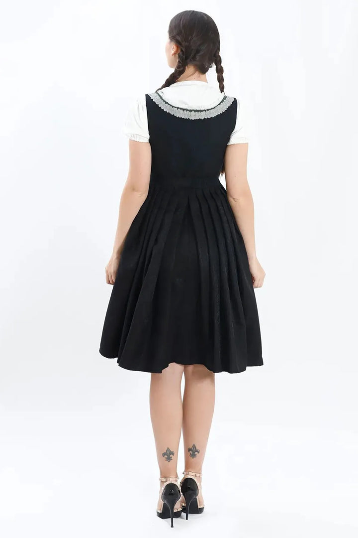 Dirndl Midi Damen | Elegantes Trachtenkleid mit Schürze, Zierdetails und figurbetonter Passform für Oktoberfest
