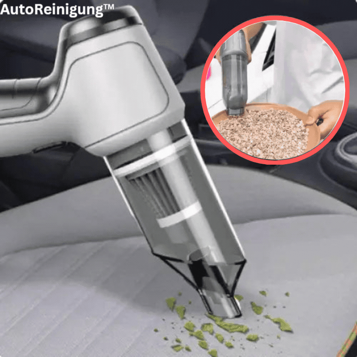 Kabelloser Mini-Handstaubsauger 120W | 12.000 Pa Saugleistung, leise | 3-in-1 Zubehör für Auto, Zuhause &amp; PC | USB-Ladung