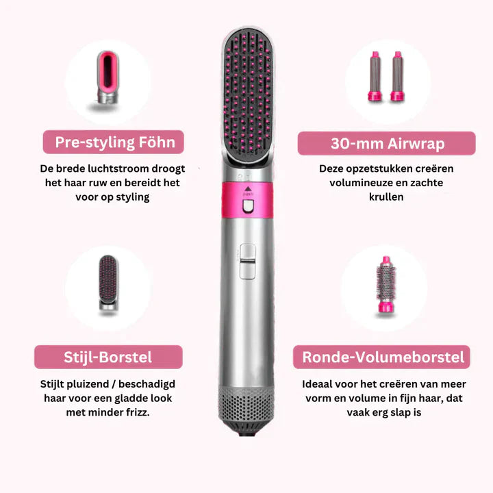 5-in-1 Warmluft Haarstyler mit Föhn-, Glätt- &amp; Lockenaufsätzen | Volumen, Glanz &amp; Anti-Frizz Stylinggerät für alle Haartypen