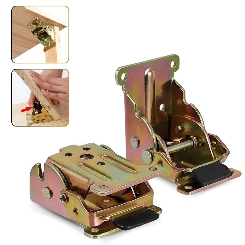 Selbstverriegelnde Klappscharniere 90° | 2er-Set aus verzinktem Metall mit Federverriegelung für Klapptische &amp; Möbel