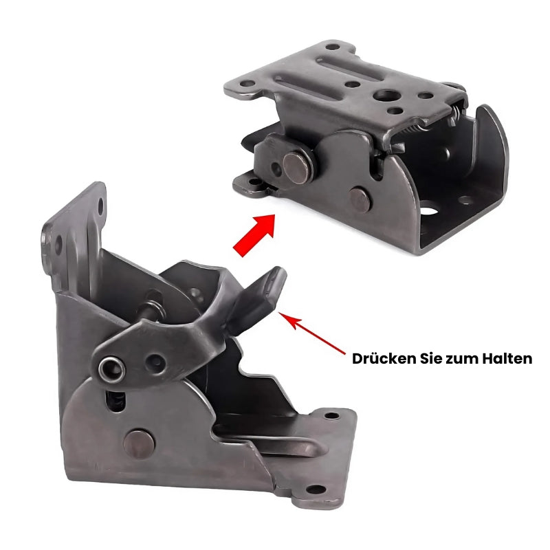 Selbstverriegelnde Klappscharniere 90° | 2er-Set aus verzinktem Metall mit Federverriegelung für Klapptische &amp; Möbel