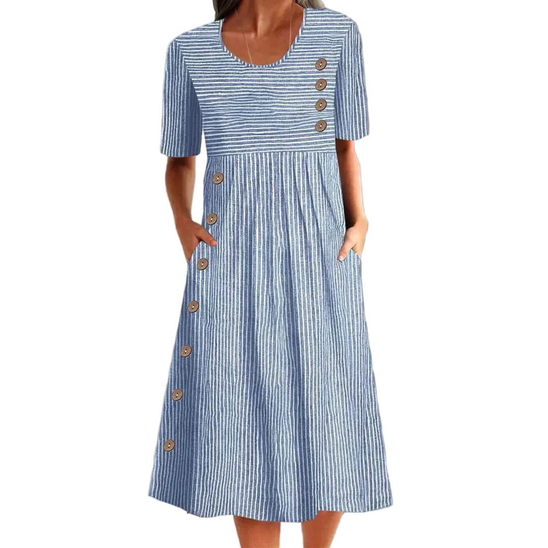 Damen Sommer Midikleid | Leichtes, atmungsaktives Freizeitkleid mit bequemer Passform für Alltag &amp; Urlaub
