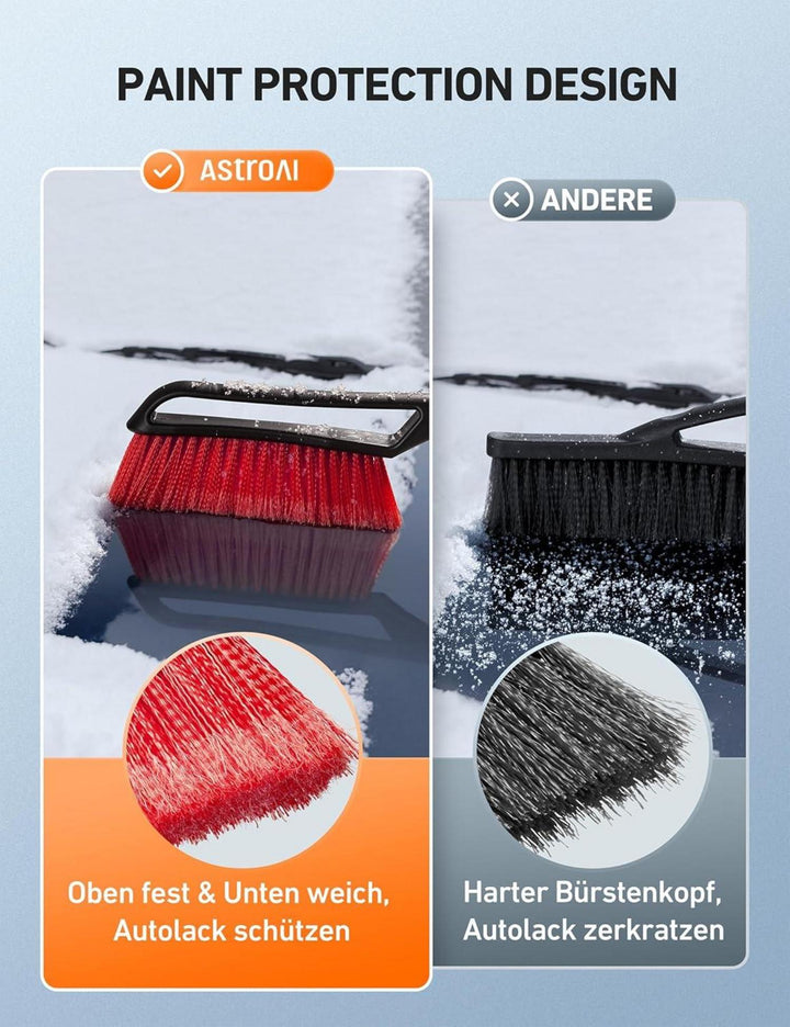 Eiskratzer Auto mit Schneebesen 68 cm | Abnehmbare Schneebürste mit lackschonenden Borsten und rutschfestem Griff für den Winter