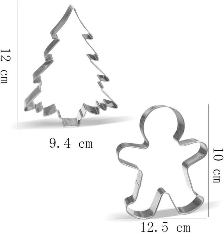 Weihnachts-Ausstechformen 7-teilig aus Edelstahl | Plätzchenausstecher mit Weihnachtsmotiven für Kekse und Fondant, spülmaschinenfest