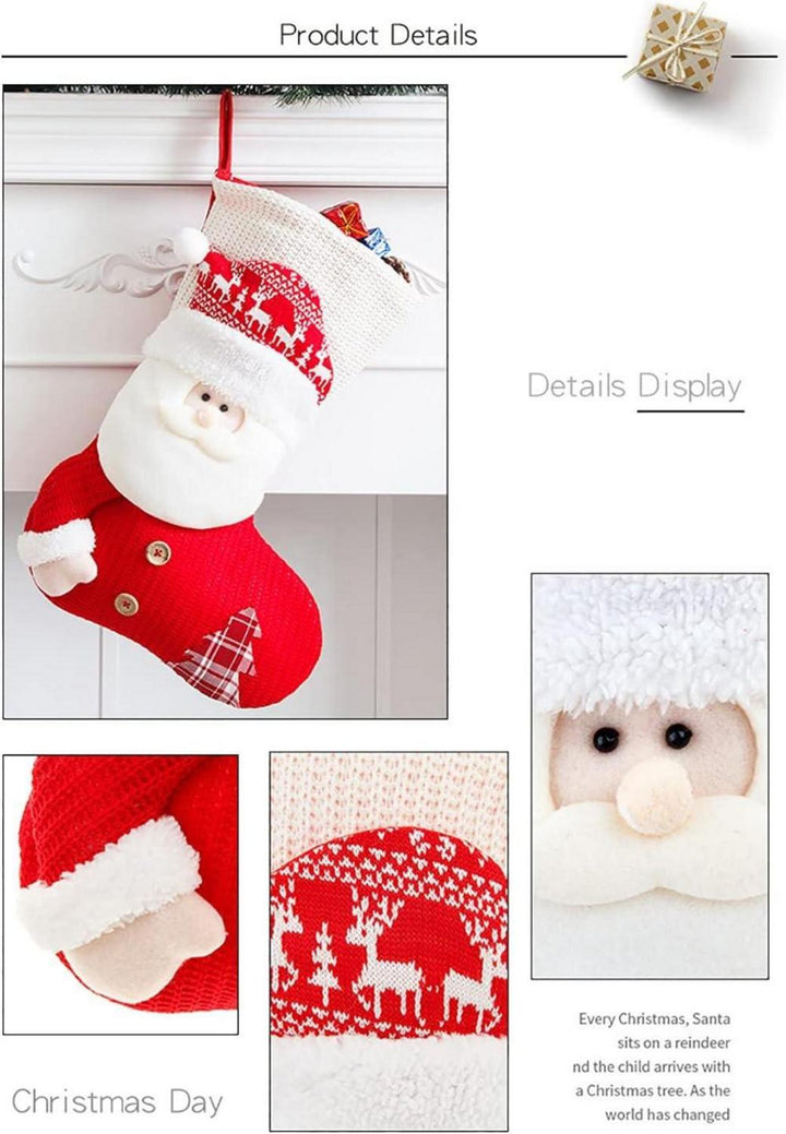 Weihnachtsstrümpfe mit Weihnachtsmann, Schneemann und Rentier | Große Nikolausstrümpfe in 3 Größen zum Befüllen und Aufhängen
