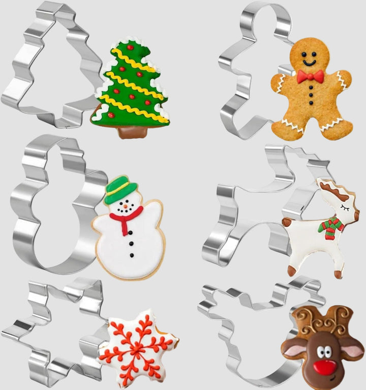 Weihnachts-Ausstechformen 6-teilig aus Edelstahl | Keksausstecher für Kinder mit festlichen Motiven, ca. 8 cm, spülmaschinenfest