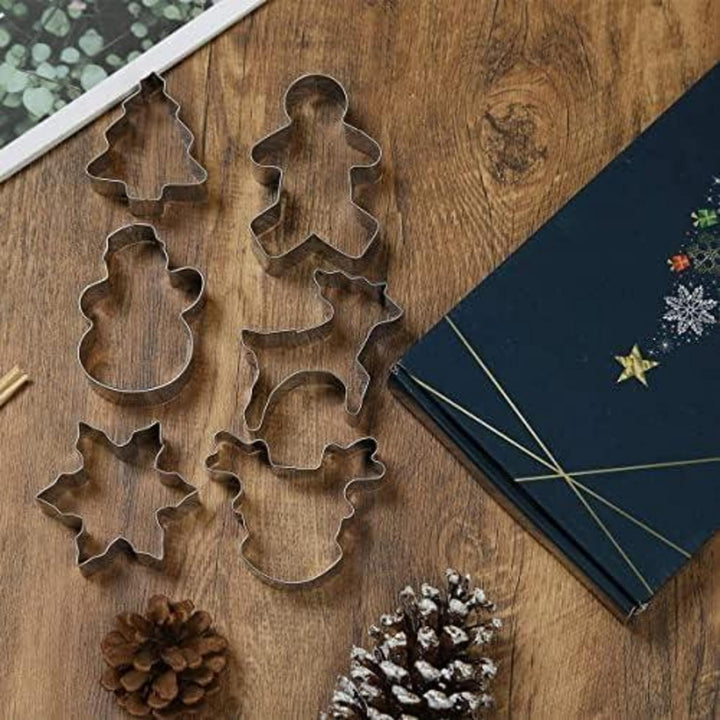 Weihnachts-Ausstechformen 6-teilig aus Edelstahl | Keksausstecher für Kinder mit festlichen Motiven, ca. 8 cm, spülmaschinenfest