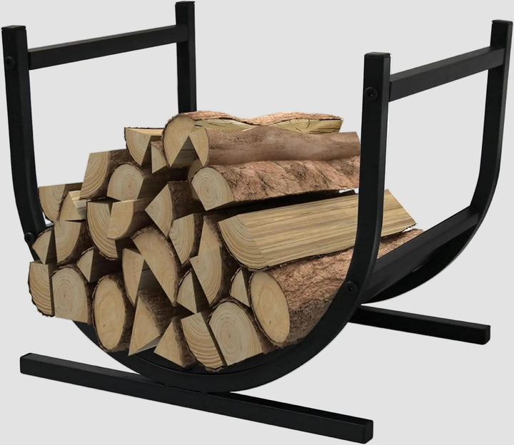 Kaminholzregal U-förmig aus Schmiedeeisen 44,5 x 37,4 x 39,4 cm | Schwarz, pulverbeschichtet | Für innen und außen bis 60 kg