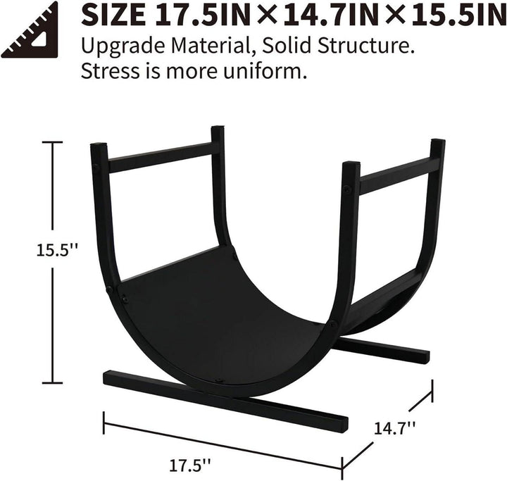 Kaminholzregal U-förmig aus Schmiedeeisen 44,5 x 37,4 x 39,4 cm | Schwarz, pulverbeschichtet | Für innen und außen bis 60 kg