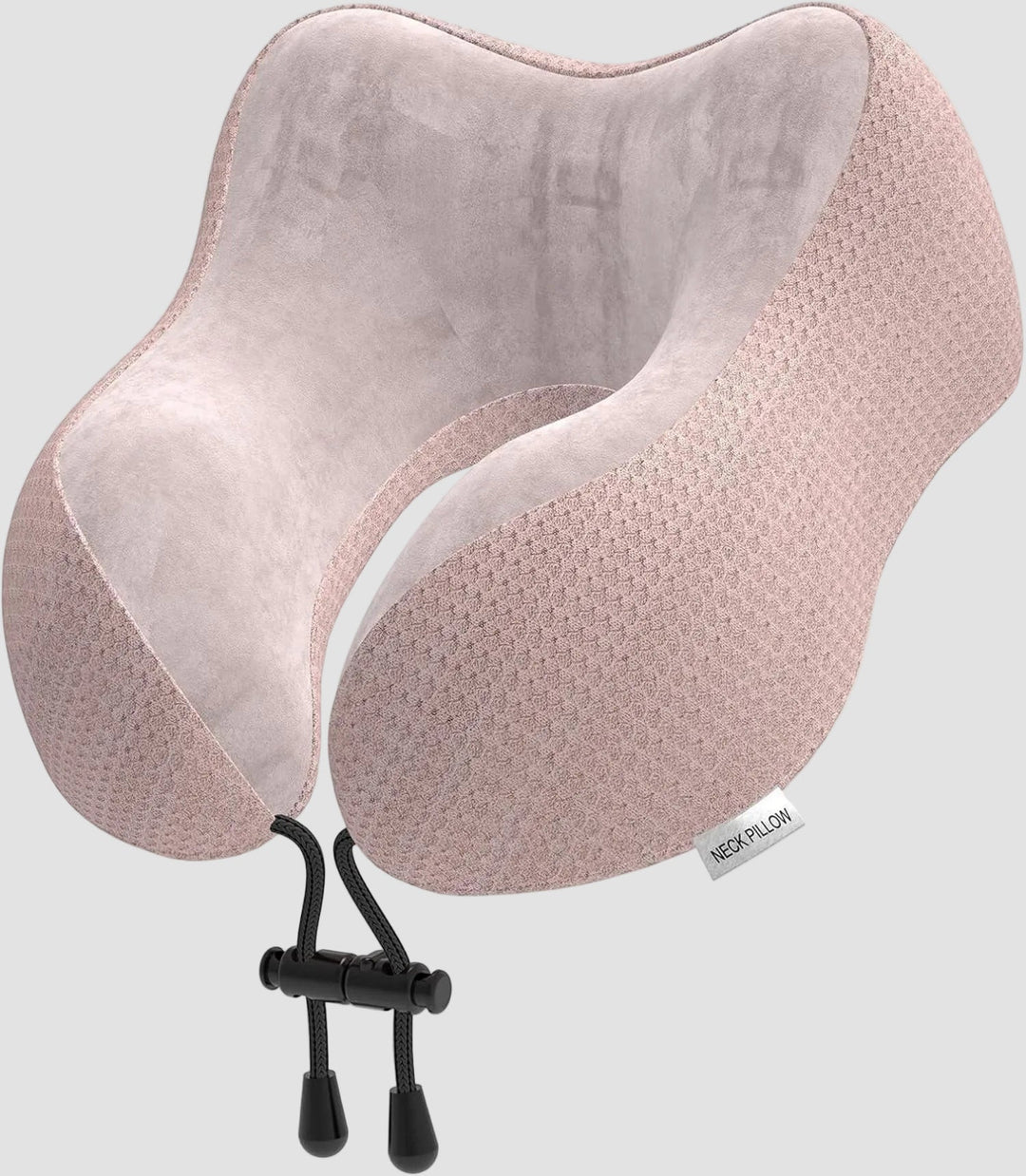 Nackenkissen Memory Foam Rosa für Flugzeug und Auto | Ergonomisches Reisekissen mit samtweichem, waschbarem Bezug und Tragetasche