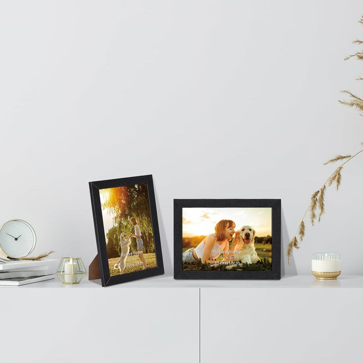 Bilderrahmen 13x18 cm 15er-Set | Fotorahmen mit Holzmaserung für Wand und Tisch, flexibel aufstellbar für Fotowände und Galerien