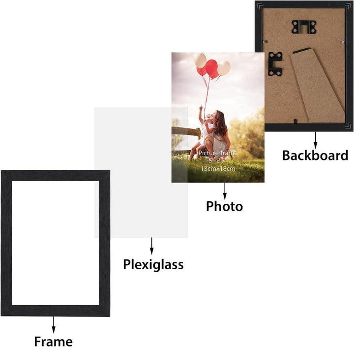 Bilderrahmen 13x18 cm 15er-Set | Fotorahmen mit Holzmaserung für Wand und Tisch, flexibel aufstellbar für Fotowände und Galerien