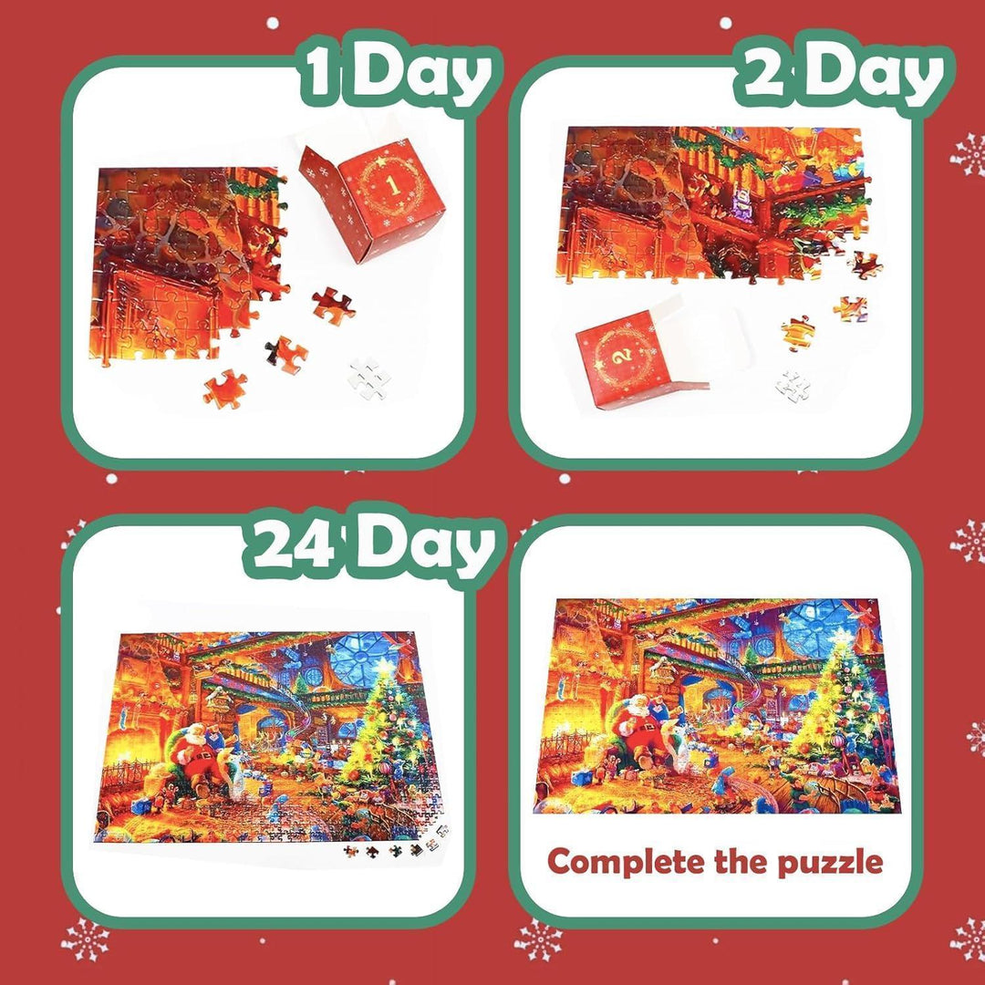 Adventskalender Puzzle 2026 mit 1008 Teilen | Weihnachtspuzzle mit 24 Boxen à 42 Teilen und Weihnachtsmotiv für Erwachsene und Kinder