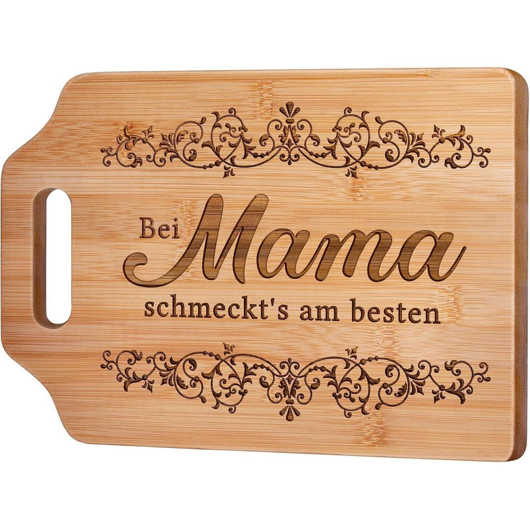 Schneidebrett für Mama | Graviertes Küchenbrett mit liebevollem Spruch als persönliches Geschenk zum Geburtstag oder zu Weihnachten