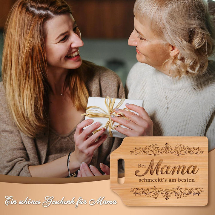 Schneidebrett für Mama | Graviertes Küchenbrett mit liebevollem Spruch als persönliches Geschenk zum Geburtstag oder zu Weihnachten