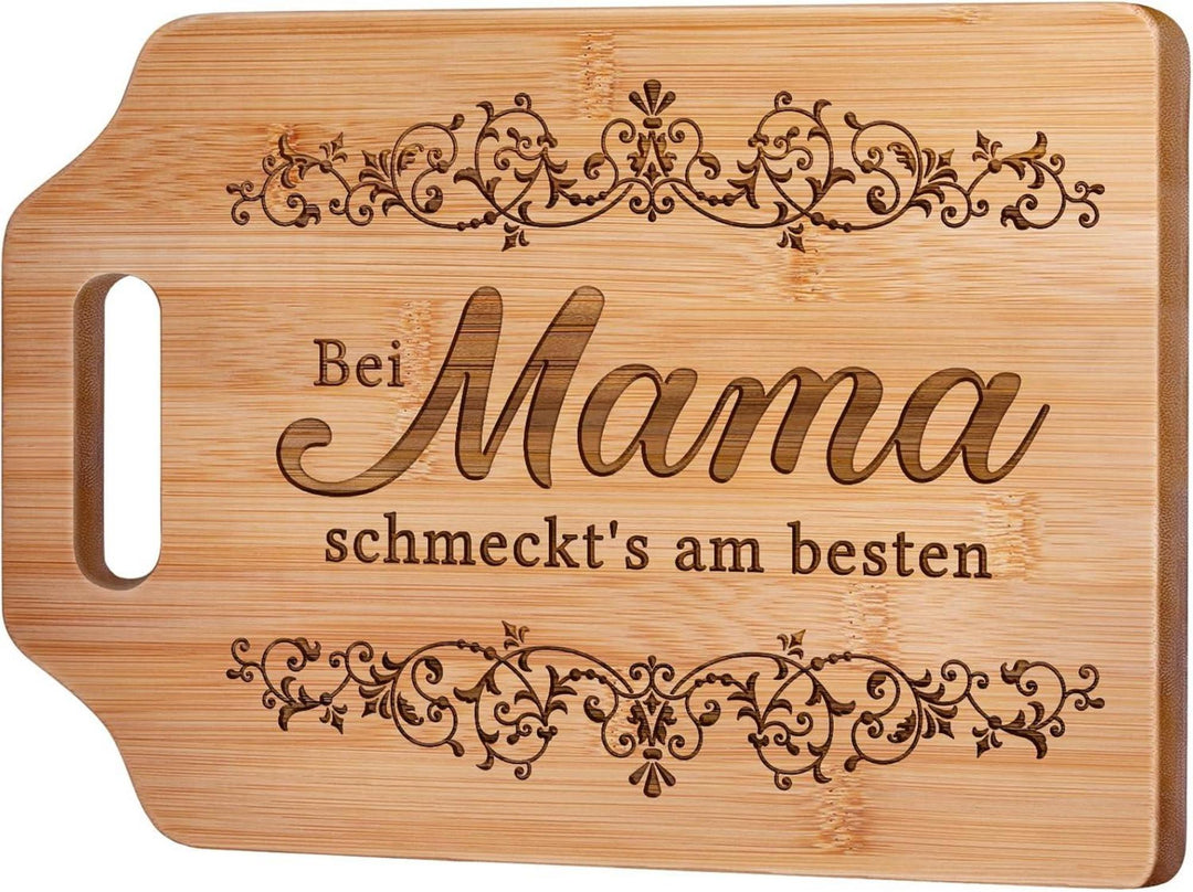 Schneidebrett für Mama | Graviertes Küchenbrett mit liebevollem Spruch als persönliches Geschenk zum Geburtstag oder zu Weihnachten