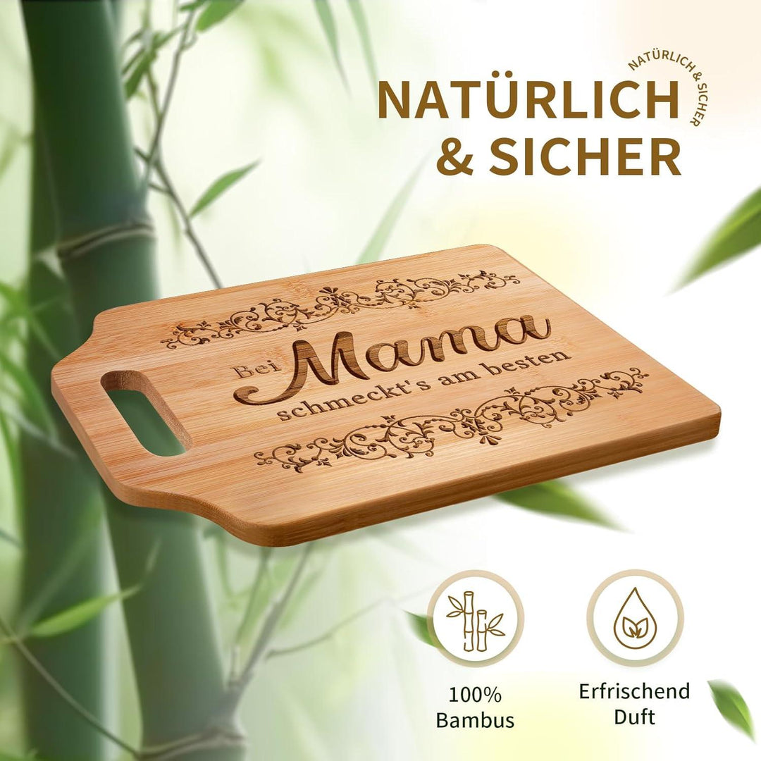 Schneidebrett für Mama | Graviertes Küchenbrett mit liebevollem Spruch als persönliches Geschenk zum Geburtstag oder zu Weihnachten