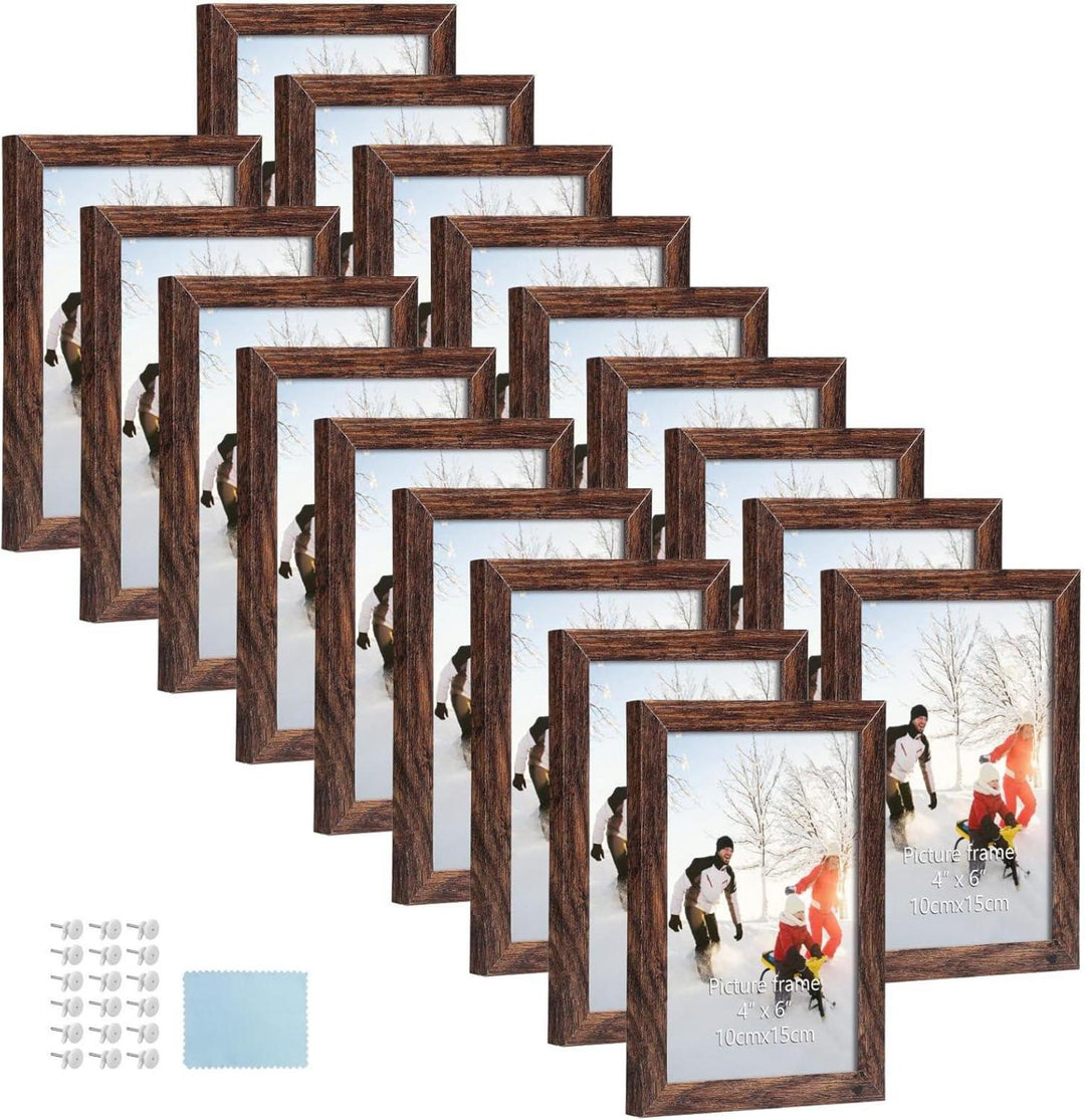Bilderrahmen 10x15 cm 18er-Set | Fotorahmen für Wand und Tisch mit flexibler Aufstellung und einfacher Montage für Galeriewände