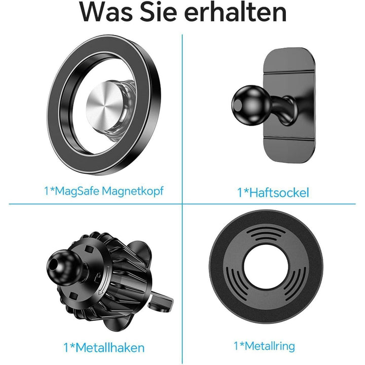 MagSafe Handyhalterung Auto mit 20 N55-Magneten | 360° drehbar für iPhone 17–13, mit Lüftungsklemme und Armaturenbrett-Befestigung