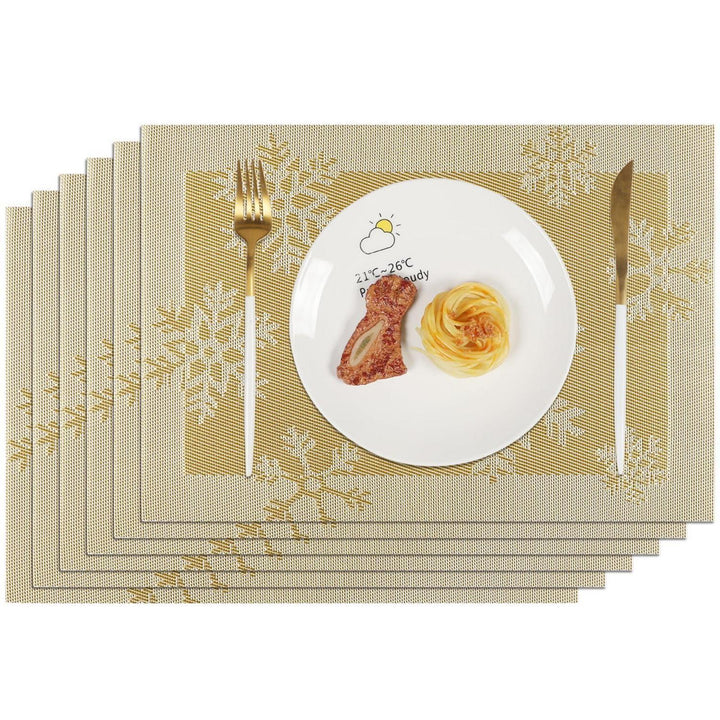 Weihnachts-Platzsets 6er Set in Gold 45 x 30 cm | Abwaschbare, rutschfeste Tischsets mit Weihnachtsmotiv, hitzebeständig bis 80 °C