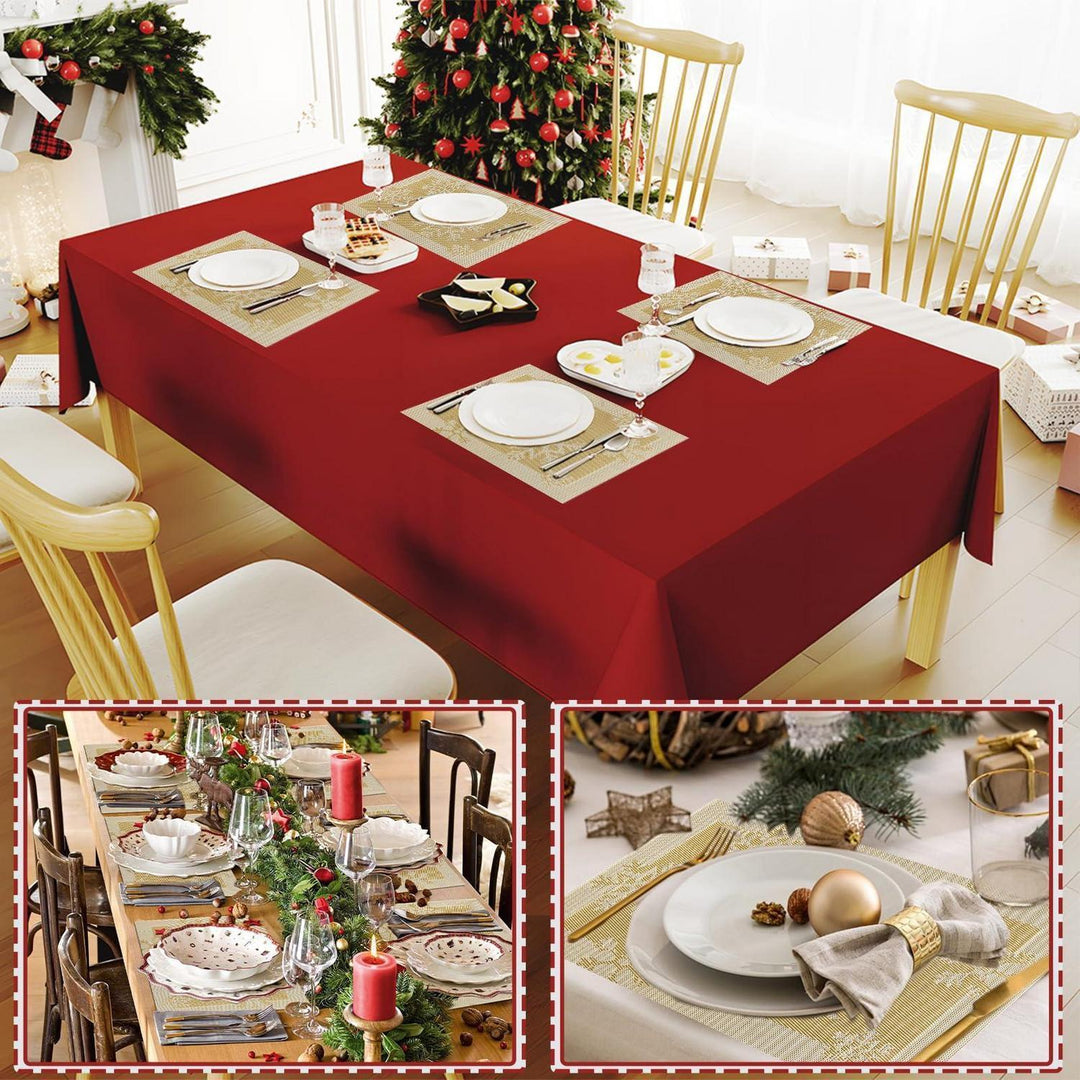 Weihnachts-Platzsets 6er Set in Gold 45 x 30 cm | Abwaschbare, rutschfeste Tischsets mit Weihnachtsmotiv, hitzebeständig bis 80 °C