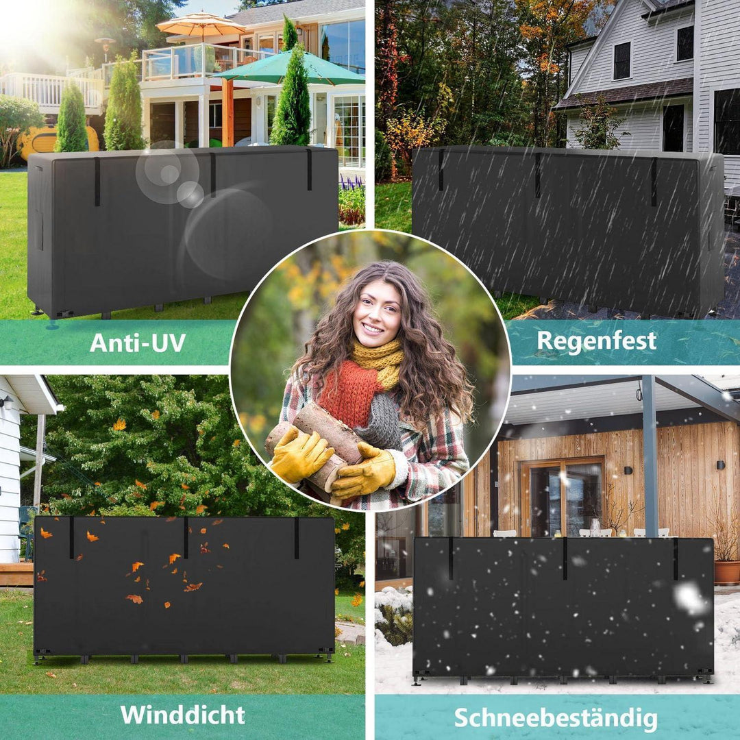 Kaminholzregal mit Abdeckung 235 x 25 x 116 cm | Wetterfestes Brennholzregal aus Stahl für Garten und Terrasse bis 1134 kg