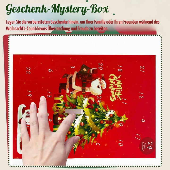 Adventskalender zum Befüllen mit 24 Geschenkschachteln | Rote Weihnachtsboxen aus Pappe mit Sichtfenster für Kinder und Erwachsene