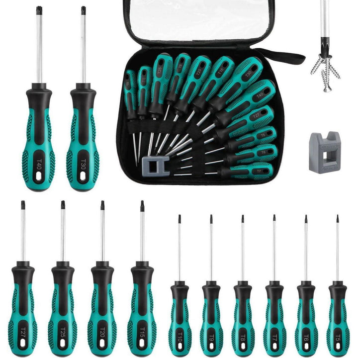 Torx Schraubendreher Set 12-teilig | Magnetische Schraubendreher T5–T40 mit rutschfestem Griff und praktischer Reißverschlusstasche