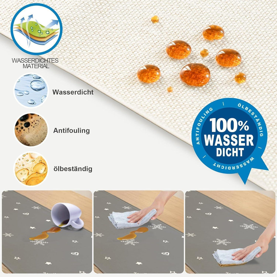 Weihnachtlicher Tischläufer Grau 40 x 100 cm | Wasserabweisende Tischdeko aus Leinen-Mischgewebe mit modernem Muster für Weihnachten